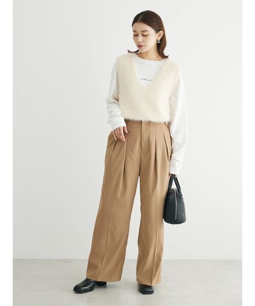 Petit fleur(プチフルール)の「・Petit Fleur ハイウエストワイドパンツ(その他パンツ・レディース・アイボリー/ブラック/イエロー/ベージュ・FREE)」の21枚目の写真
