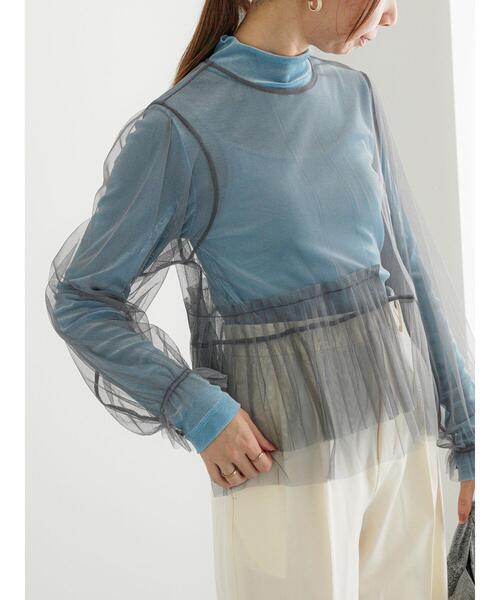 Te chichi（テチチ）の「プリーツ&フリルペプラムチュールトップス（Tシャツ/カットソー・レディース・ブラック/グレー/オフホワイト・F）」の4枚目の写真