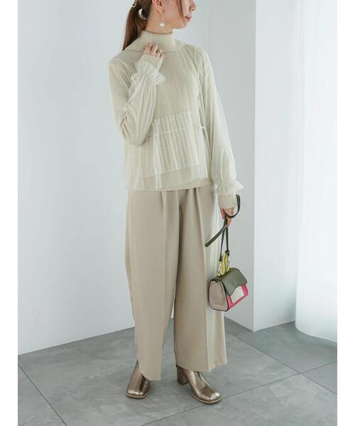 Te chichi（テチチ）の「プリーツ&フリルペプラムチュールトップス（Tシャツ/カットソー・レディース・ブラック/グレー/オフホワイト・F）」の11枚目の写真