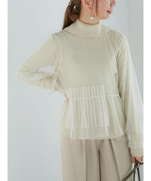 Te chichi（テチチ）の「プリーツ&フリルペプラムチュールトップス（Tシャツ/カットソー・レディース・ブラック/グレー/オフホワイト・F）」の13枚目の写真