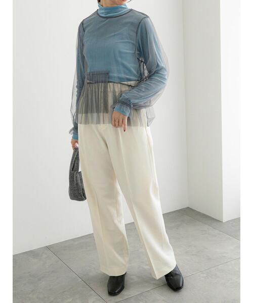 Te chichi（テチチ）の「プリーツ&フリルペプラムチュールトップス（Tシャツ/カットソー・レディース・ブラック/グレー/オフホワイト・F）」の14枚目の写真