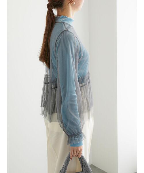 Te chichi（テチチ）の「プリーツ&フリルペプラムチュールトップス（Tシャツ/カットソー・レディース・ブラック/グレー/オフホワイト・F）」の16枚目の写真