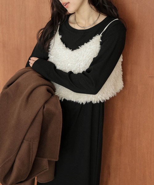 美品✨エポカ EPOCA　フォックスファー ビジュー　キャミソール Re:EDIT（リエディ） キャミソール 「2025AW COLLECTION」「累計販売