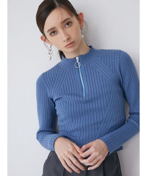 MURUA（ムルーア）の「ハーフジップリブニット（ニット/セーター・レディース・ブラック/ブルー/アイボリー・FREE）」の6枚目の写真