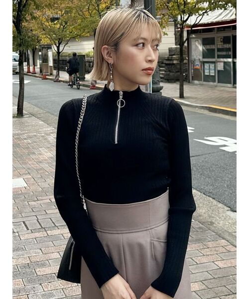 MURUA（ムルーア）の「ハーフジップリブニット（ニット/セーター・レディース・ブラック/ブルー/アイボリー・FREE）」の15枚目の写真