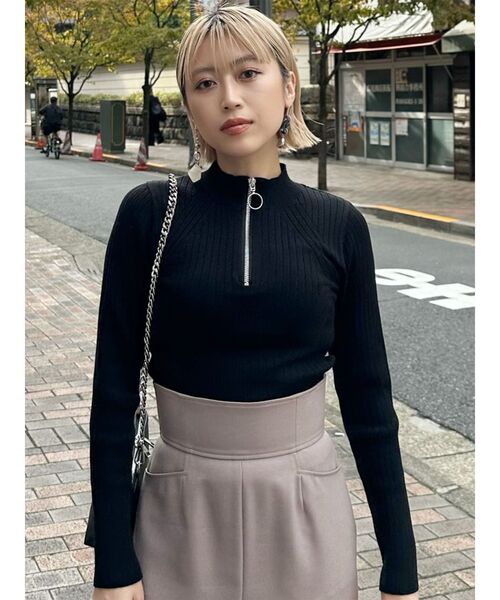 MURUA（ムルーア）の「ハーフジップリブニット（ニット/セーター・レディース・ブラック/ブルー/アイボリー・FREE）」の16枚目の写真