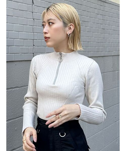 MURUA（ムルーア）の「ハーフジップリブニット（ニット/セーター・レディース・ブラック/ブルー/アイボリー・FREE）」の19枚目の写真