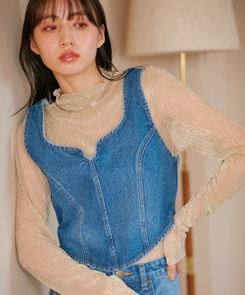 VIS（ビス）の「ラメシアーインナープルオーバー【洗える】（Tシャツ/カットソー・レディース・ブラック系その他/シルバー系その他/ゴールド系その他・FREE）」の4枚目の写真