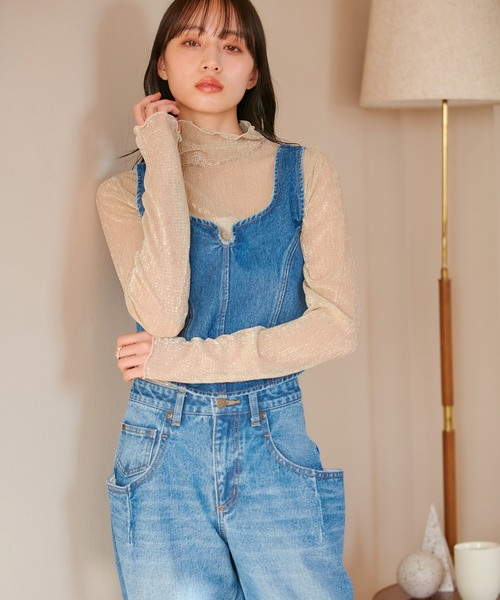 VIS（ビス）の「ラメシアーインナープルオーバー【洗える】（Tシャツ/カットソー・レディース・ブラック系その他/シルバー系その他/ゴールド系その他・FREE）」の6枚目の写真