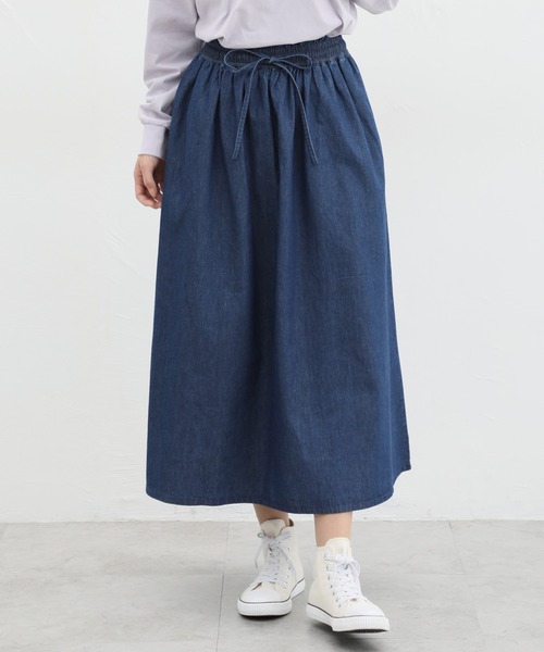 Honeys(ハニーズ)の「デニムロングスカート(デニムスカート・レディース・ライトインディゴブルー/インディゴブルー・S/M/L/LL)」の10枚目の写真