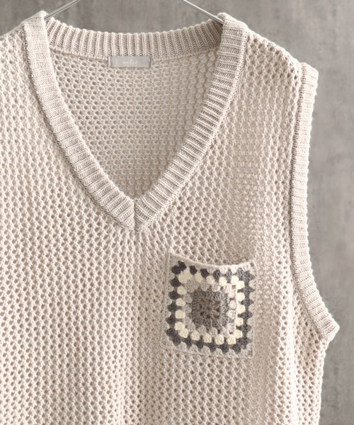 welise（ウェライズ）の「【welise/ウェライズ】クロシェポケットオーバーサイズシアーニットベスト（ベスト・メンズ・ブルー/アイボリー/ブラック・M/L）」の17枚目の写真