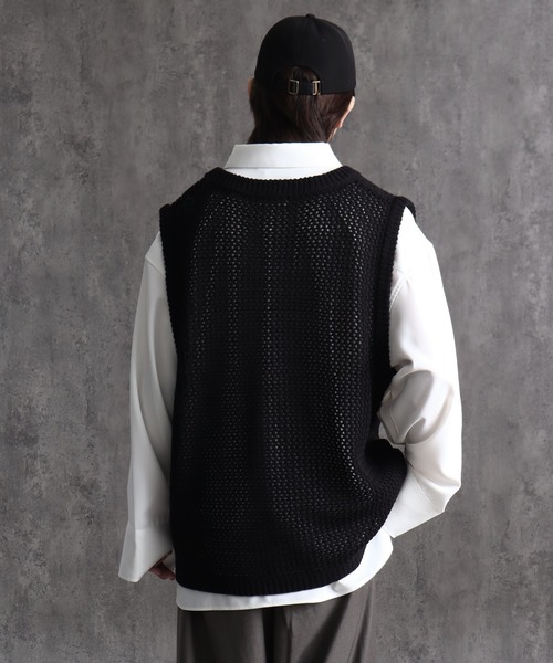 welise（ウェライズ）の「【welise/ウェライズ】クロシェポケットオーバーサイズシアーニットベスト（ベスト・メンズ・ブルー/アイボリー/ブラック・M/L）」の22枚目の写真