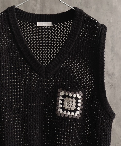 welise（ウェライズ）の「【welise/ウェライズ】クロシェポケットオーバーサイズシアーニットベスト（ベスト・メンズ・ブルー/アイボリー/ブラック・M/L）」の16枚目の写真