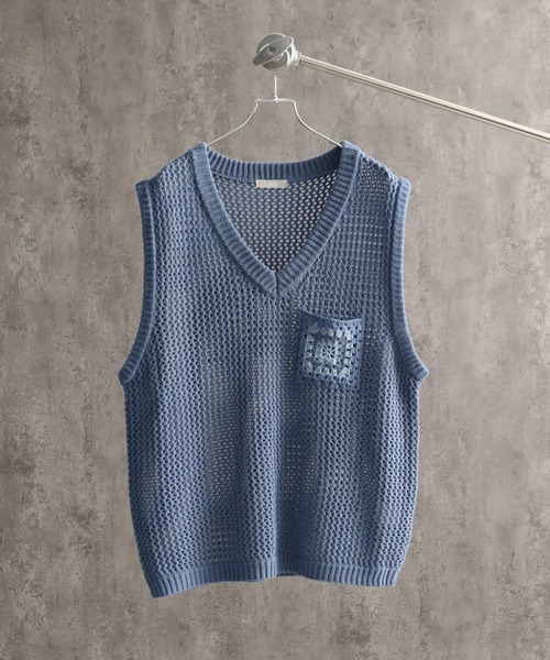 welise（ウェライズ）の「【welise/ウェライズ】クロシェポケットオーバーサイズシアーニットベスト（ベスト・メンズ・ブルー/アイボリー/ブラック・M/L）」の21枚目の写真