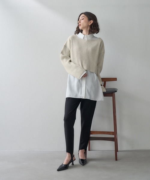 eL(エル)の「【eL】7G Color Rib Short Pullover/993253(ニット/セーター・レディース・オフホワイト/ピンク/ブルーグリーン・FREE)」の4枚目の写真