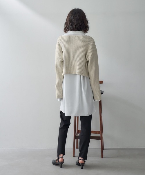 eL(エル)の「【eL】7G Color Rib Short Pullover/993253(ニット/セーター・レディース・オフホワイト/ピンク/ブルーグリーン・FREE)」の6枚目の写真