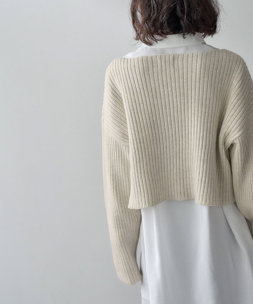 eL(エル)の「【eL】7G Color Rib Short Pullover/993253(ニット/セーター・レディース・オフホワイト/ピンク/ブルーグリーン・FREE)」の8枚目の写真