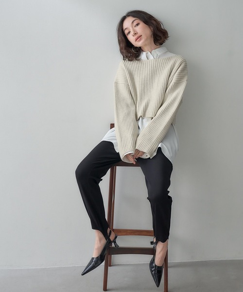 eL(エル)の「【eL】7G Color Rib Short Pullover/993253(ニット/セーター・レディース・オフホワイト/ピンク/ブルーグリーン・FREE)」の9枚目の写真