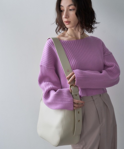 eL(エル)の「【eL】7G Color Rib Short Pullover/993253(ニット/セーター・レディース・オフホワイト/ピンク/ブルーグリーン・FREE)」の13枚目の写真