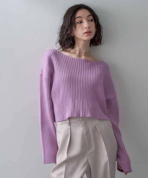 eL(エル)の「【eL】7G Color Rib Short Pullover/993253(ニット/セーター・レディース・オフホワイト/ピンク/ブルーグリーン・FREE)」の14枚目の写真