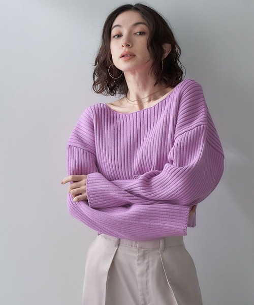 eL(エル)の「【eL】7G Color Rib Short Pullover/993253(ニット/セーター・レディース・オフホワイト/ピンク/ブルーグリーン・FREE)」の15枚目の写真