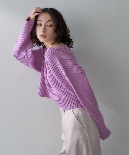 eL(エル)の「【eL】7G Color Rib Short Pullover/993253(ニット/セーター・レディース・オフホワイト/ピンク/ブルーグリーン・FREE)」の16枚目の写真
