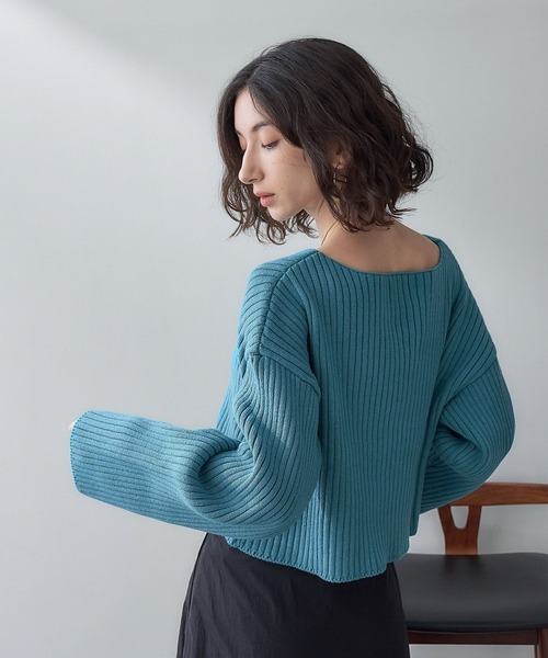 eL(エル)の「【eL】7G Color Rib Short Pullover/993253(ニット/セーター・レディース・オフホワイト/ピンク/ブルーグリーン・FREE)」の21枚目の写真