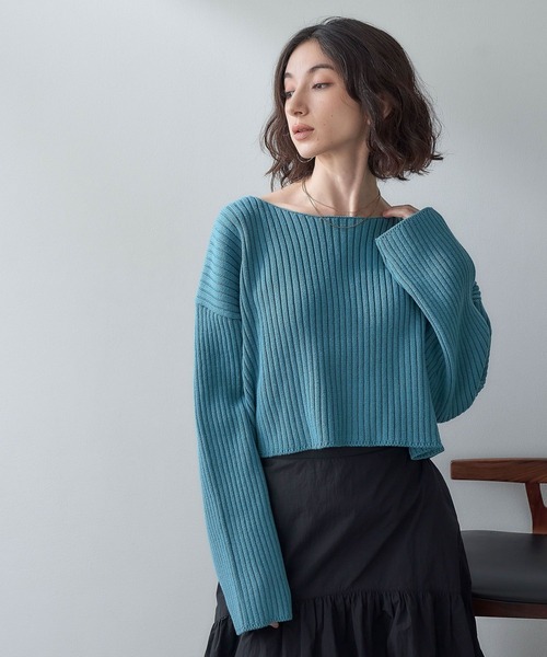 eL(エル)の「【eL】7G Color Rib Short Pullover/993253(ニット/セーター・レディース・オフホワイト/ピンク/ブルーグリーン・FREE)」の22枚目の写真