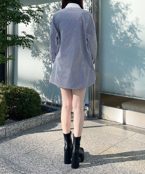 one way（ワンウェイ）の「ネクタイ付き ワンポイント刺繍BIGシャツ（シャツ/ブラウス・レディース・ホワイト/ピンク/ブルー/ブラック・FREE）」の9枚目の写真