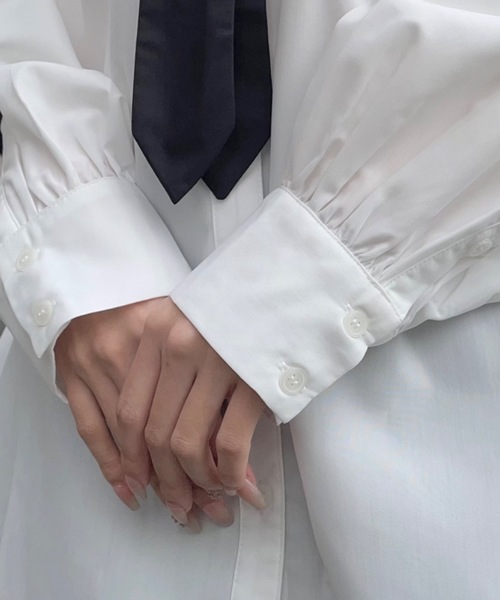 one way（ワンウェイ）の「ネクタイ付き ワンポイント刺繍BIGシャツ（シャツ/ブラウス・レディース・ホワイト/ピンク/ブルー/ブラック・FREE）」の21枚目の写真