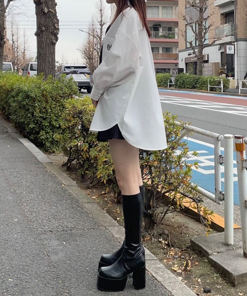 one way（ワンウェイ）の「ネクタイ付き ワンポイント刺繍BIGシャツ（シャツ/ブラウス・レディース・ホワイト/ピンク/ブルー/ブラック・FREE）」の18枚目の写真