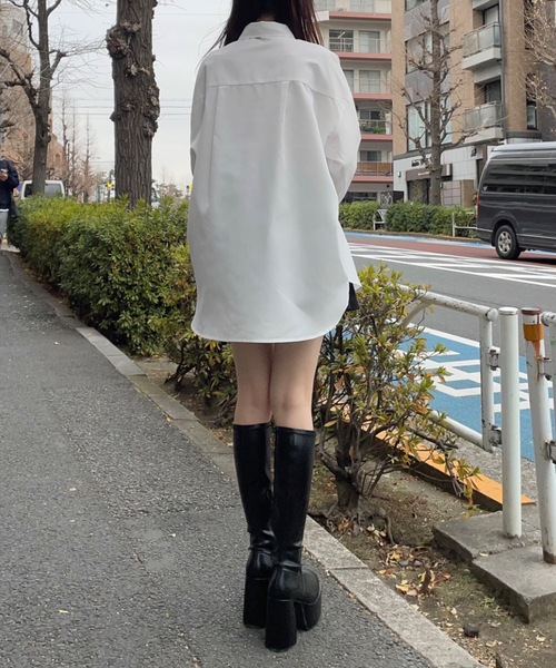 one way（ワンウェイ）の「ネクタイ付き ワンポイント刺繍BIGシャツ（シャツ/ブラウス・レディース・ホワイト/ピンク/ブルー/ブラック・FREE）」の19枚目の写真