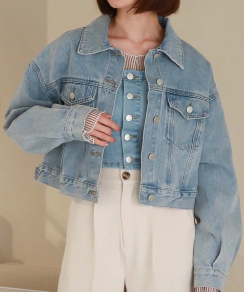 archives（アルシーヴ）の「フロントボタンデニムビスチェ（ベスト・レディース・サックスブルー/グレー・MEDIUM）」の5枚目の写真