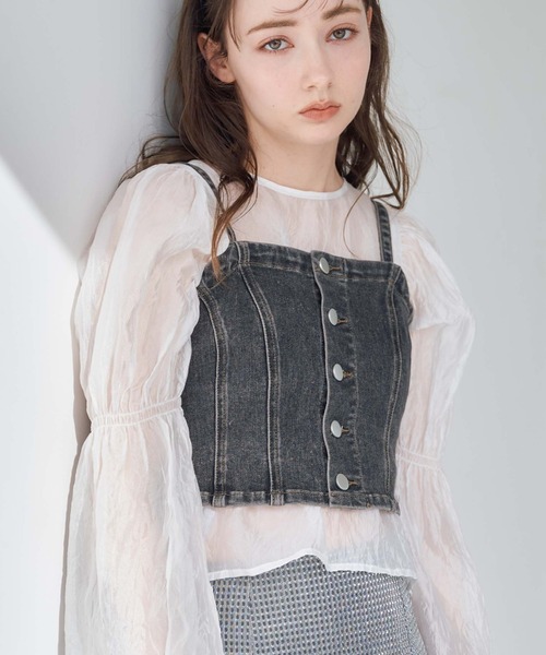archives（アルシーヴ）の「フロントボタンデニムビスチェ（ベスト・レディース・サックスブルー/グレー・MEDIUM）」の11枚目の写真