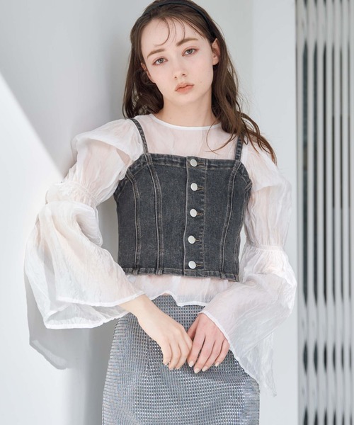 archives（アルシーヴ）の「フロントボタンデニムビスチェ（ベスト・レディース・サックスブルー/グレー・MEDIUM）」の15枚目の写真