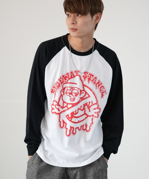 SIDEWAY STANCE（サイドウェイスタンス）の「【SIDEWAY STANCE】プリント 長袖 ラグランTシャツ（Tシャツ/カットソー・メンズ・ブラック/ホワイト系/ホワイト/ブラック系/ブラック系1/ブラック系2/ホワイト系2/ホワイト系1・MEDIUM/LARGE/X-LARGE）」の5枚目の写真