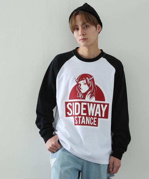 SIDEWAY STANCE（サイドウェイスタンス）の「【SIDEWAY STANCE】プリント 長袖 ラグランTシャツ（Tシャツ/カットソー・メンズ・ブラック/ホワイト系/ホワイト/ブラック系/ブラック系1/ブラック系2/ホワイト系2/ホワイト系1・MEDIUM/LARGE/X-LARGE）」の10枚目の写真