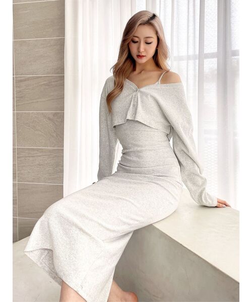 GYDA（ジェイダ）の「2wayトップスアンサンブル テレコロングワンピース（ワンピース・レディース・ライトグレー/ブラック・FREE）」の22枚目の写真