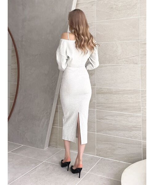 GYDA（ジェイダ）の「2wayトップスアンサンブル テレコロングワンピース（ワンピース・レディース・ライトグレー/ブラック・FREE）」の5枚目の写真