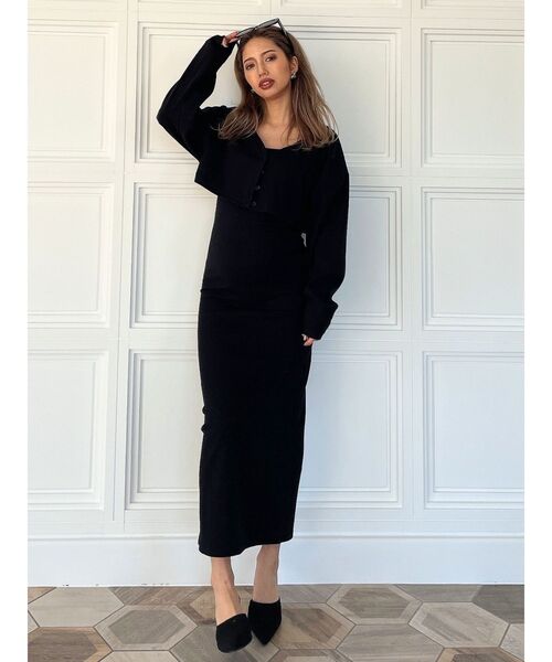 GYDA（ジェイダ）の「2wayトップスアンサンブル テレコロングワンピース（ワンピース・レディース・ライトグレー/ブラック・FREE）」の7枚目の写真