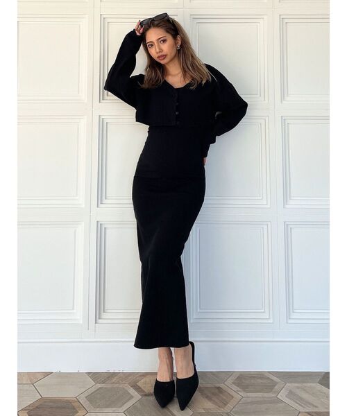 GYDA（ジェイダ）の「2wayトップスアンサンブル テレコロングワンピース（ワンピース・レディース・ライトグレー/ブラック・FREE）」の8枚目の写真