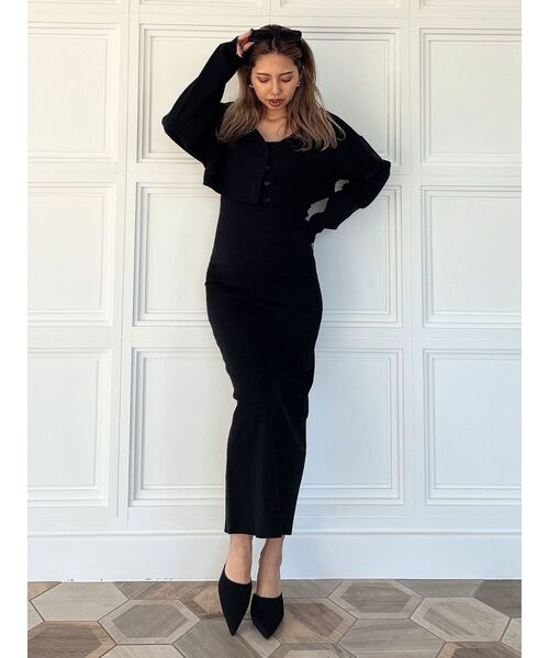 GYDA（ジェイダ）の「2wayトップスアンサンブル テレコロングワンピース（ワンピース・レディース・ライトグレー/ブラック・FREE）」の9枚目の写真