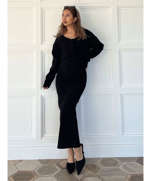 GYDA（ジェイダ）の「2wayトップスアンサンブル テレコロングワンピース（ワンピース・レディース・ライトグレー/ブラック・FREE）」の10枚目の写真