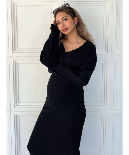 GYDA（ジェイダ）の「2wayトップスアンサンブル テレコロングワンピース（ワンピース・レディース・ライトグレー/ブラック・FREE）」の15枚目の写真