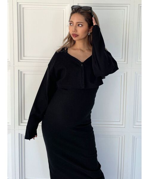 GYDA（ジェイダ）の「2wayトップスアンサンブル テレコロングワンピース（ワンピース・レディース・ライトグレー/ブラック・FREE）」の16枚目の写真