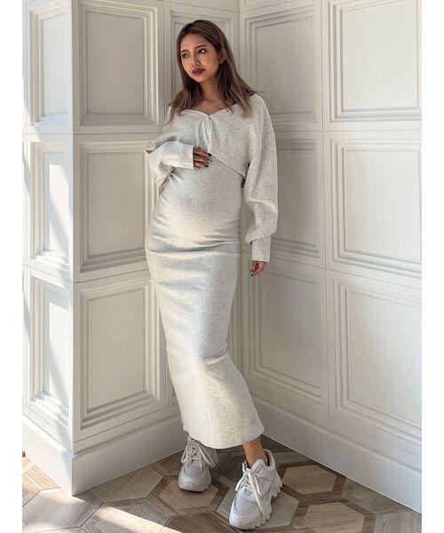 GYDA（ジェイダ）の「2wayトップスアンサンブル テレコロングワンピース（ワンピース・レディース・ライトグレー/ブラック・FREE）」の19枚目の写真