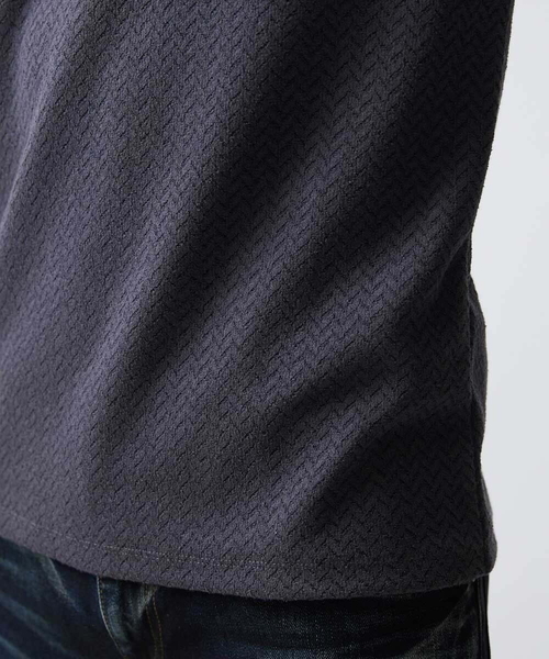 MICHEL KLEIN HOMME (ミッシェルクランオム)の「【2024年モデル】ヘリンボン柄カットソー(Tシャツ/カットソー・メンズ・ホワイト/ブラック/ダークグレー・MEDIUM/LARGE/X-LARGE)」の13枚目の写真