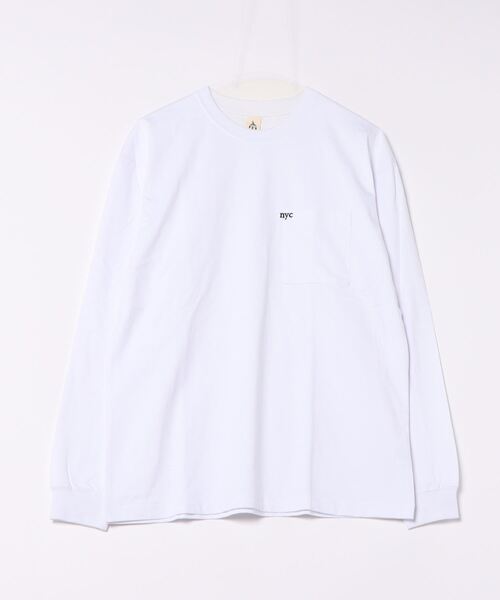 NO WAY(ノーウェイ)の「/ミドルウェイト クルーネックポケット刺繍ロングスリーブ(Tシャツ/カットソー・メンズ・ホワイト/ライトイエロー/ブラック・MEDIUM/LARGE)」の9枚目の写真