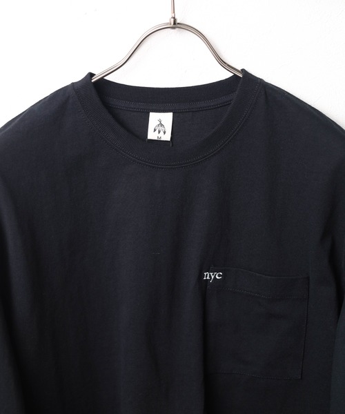 NO WAY(ノーウェイ)の「/ミドルウェイト クルーネックポケット刺繍ロングスリーブ(Tシャツ/カットソー・メンズ・ホワイト/ライトイエロー/ブラック・MEDIUM/LARGE)」の5枚目の写真