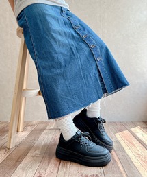 シンプルデザイン厚底レースアップスニーカー